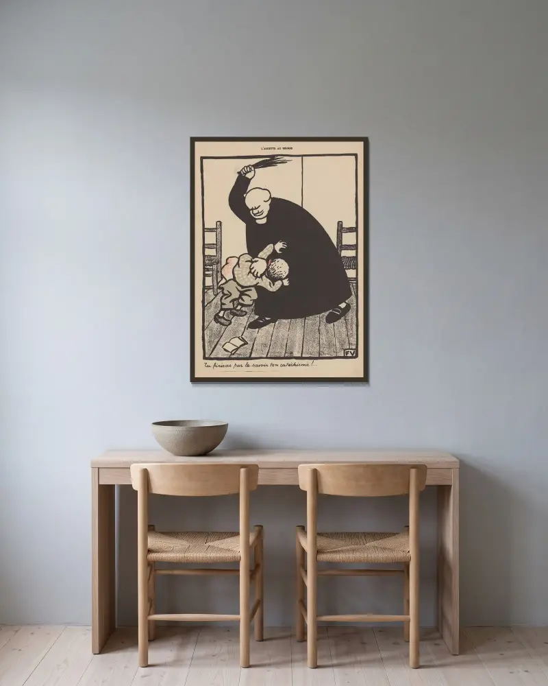 Tu finiras par le savoir ton catéchisme! av Félix Vallotton inramad på en vägg