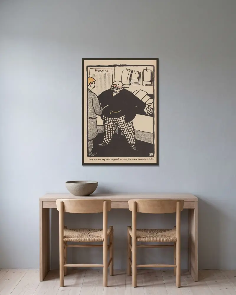 Vous me donnez votre argent, je vous prête mon experience, voilà! av Félix Vallotton inramad på en vägg
