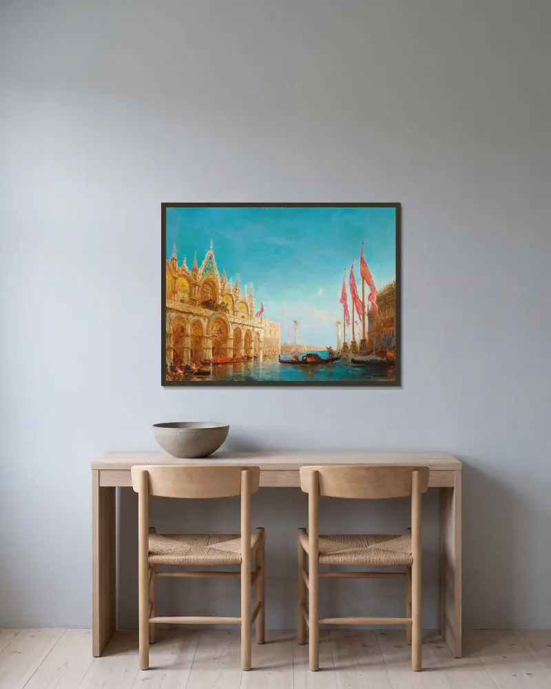 Aqua alta av Félix Ziem inramad på en vägg