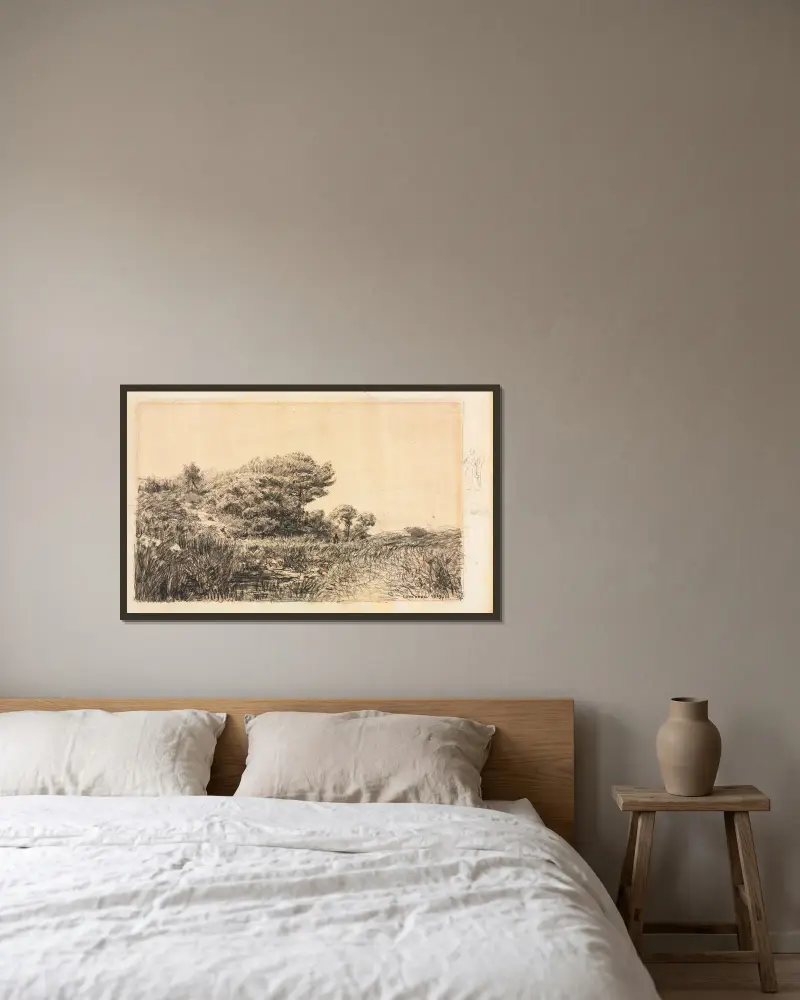 Rand des Sumpfes bei Couronne von Félix Ziem gerahmt an einer Wand