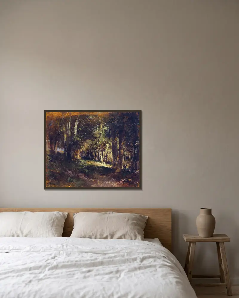 Skogen av Félix Ziem inramad på en vägg