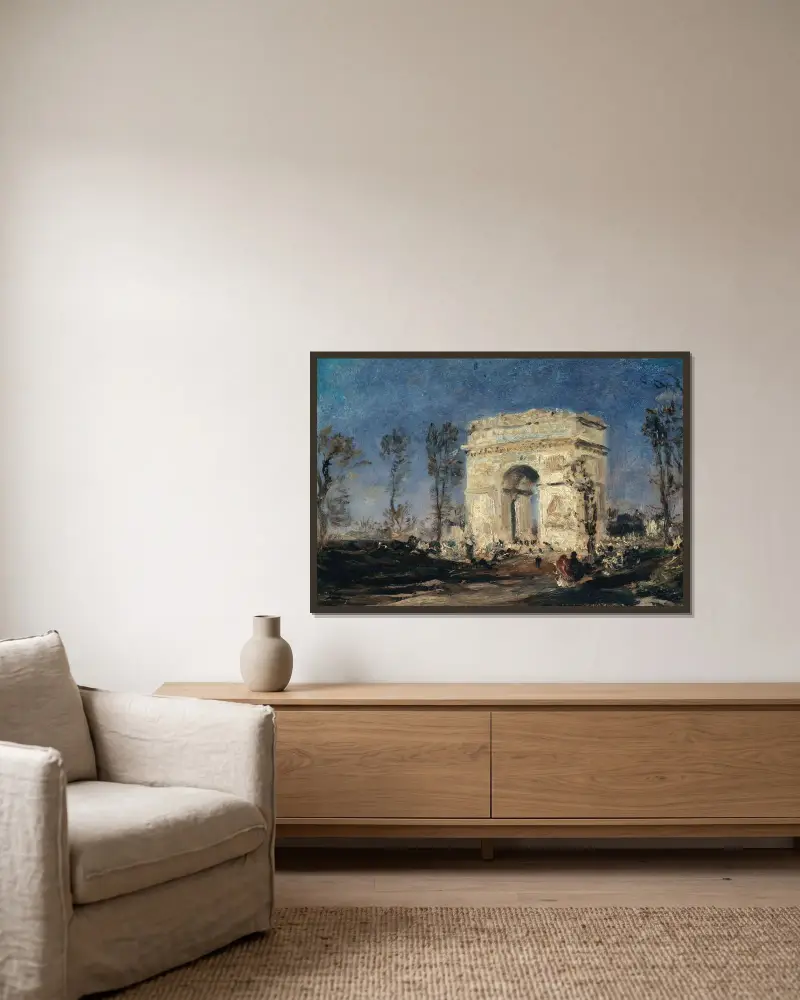 L’Arc de Triomphe de l’Etoile, 8ème arrondissement. av Félix Ziem inramad på en vägg