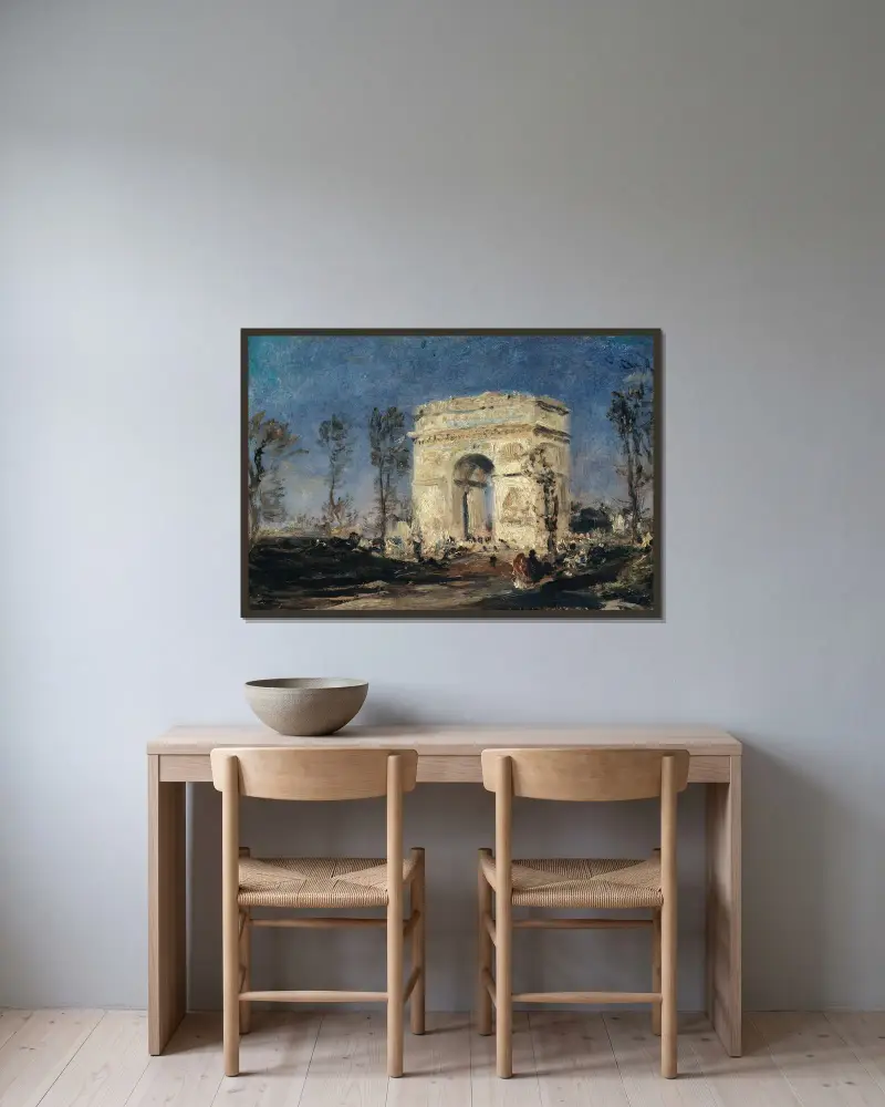 L’Arc de Triomphe de l’Etoile, 8ème arrondissement. av Félix Ziem inramad på en vägg