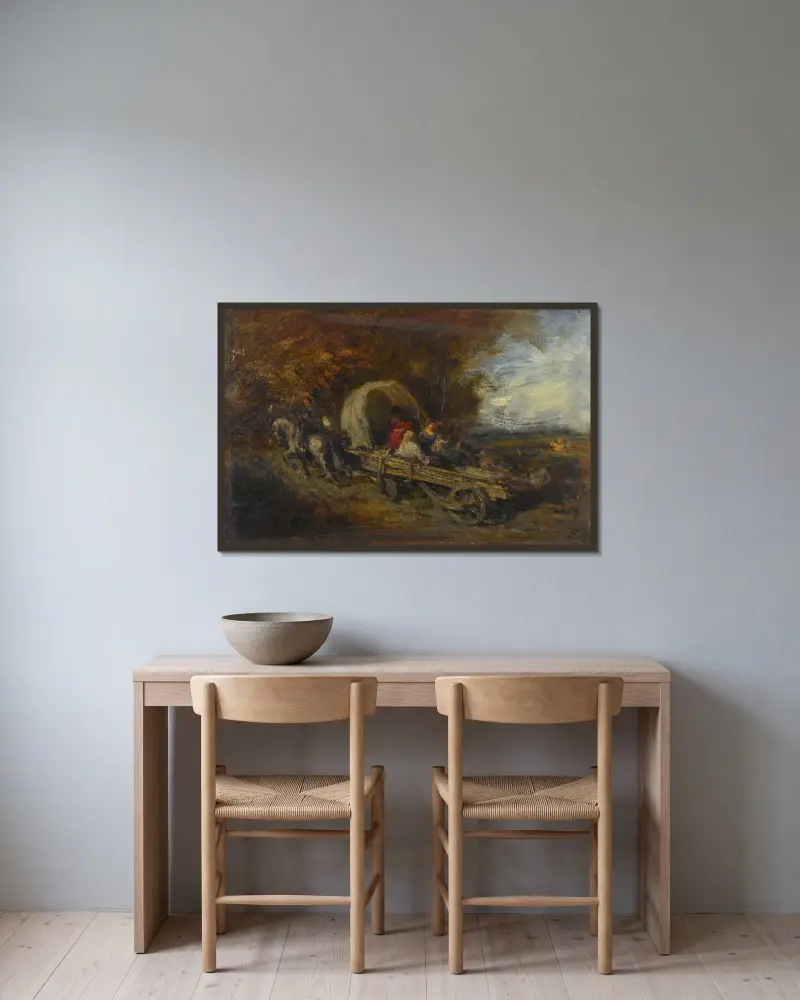 Kärran av Félix Ziem inramad på en vägg