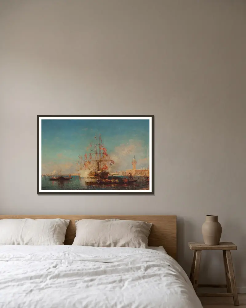 Le Coup de Canon von Félix Ziem gerahmt an einer Wand
