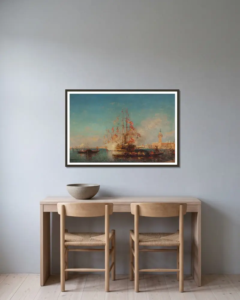 Le Coup de Canon von Félix Ziem gerahmt an einer Wand