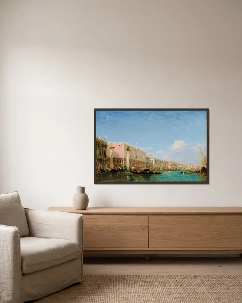 Slavkajen, Venedig av Félix Ziem inramad på en vägg