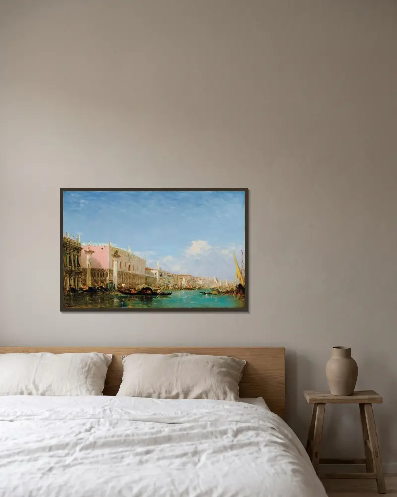Slavkajen, Venedig av Félix Ziem inramad på en vägg