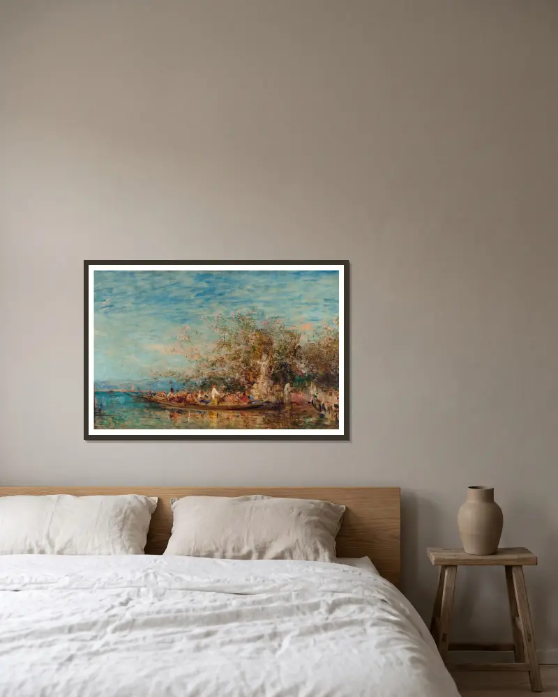 Die Opfergabe an die Madonna von Félix Ziem gerahmt an einer Wand