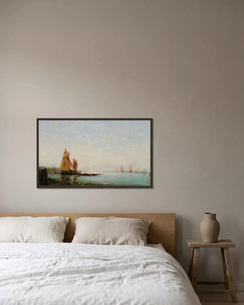 Marine (Constantinople) av Félix Ziem inramad på en vägg
