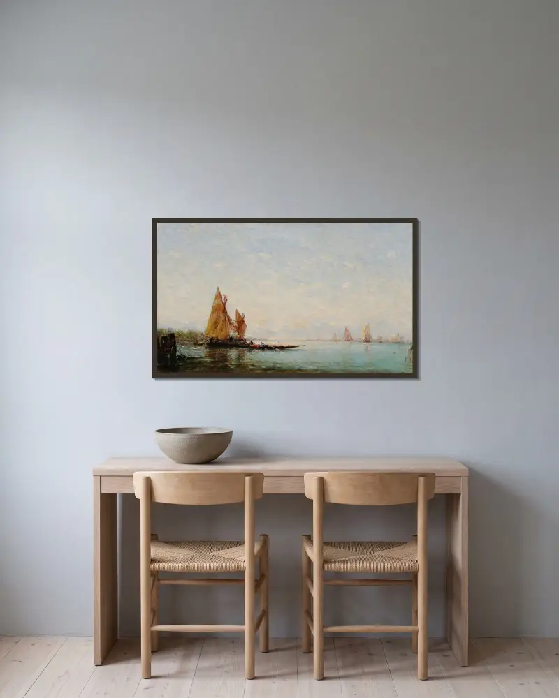 Marine (Constantinople) av Félix Ziem inramad på en vägg