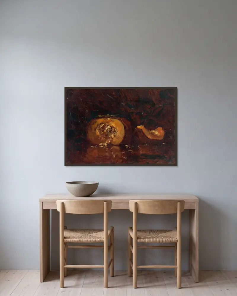 Nature Morte Au Potiron av Félix Ziem inramad på en vägg