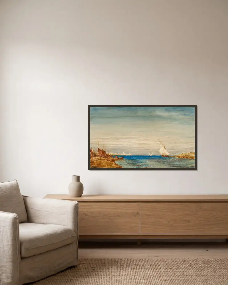 Pêcheurs von Félix Ziem gerahmt an einer Wand