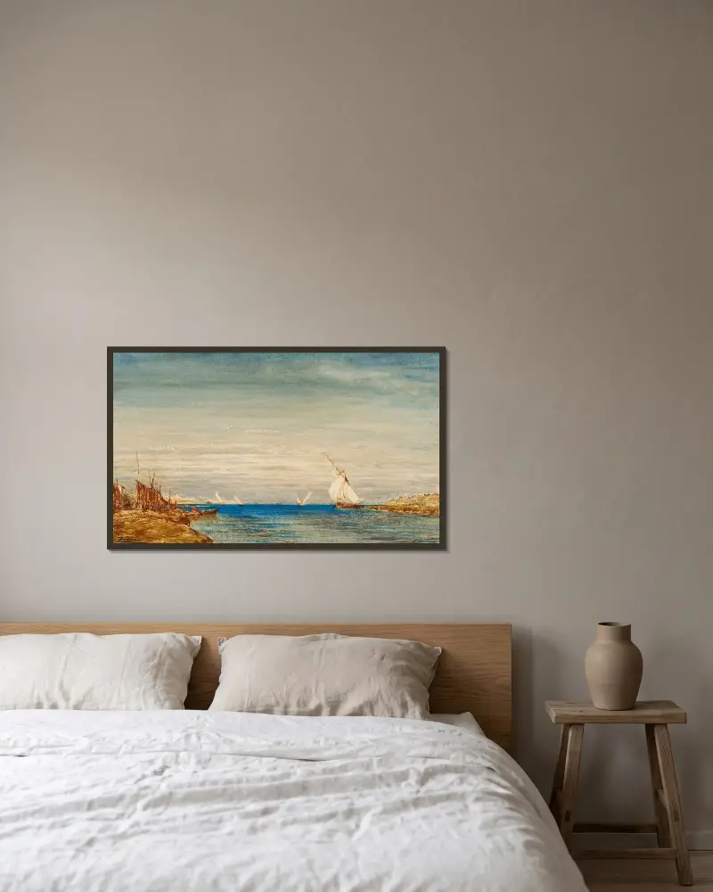 Pêcheurs von Félix Ziem gerahmt an einer Wand