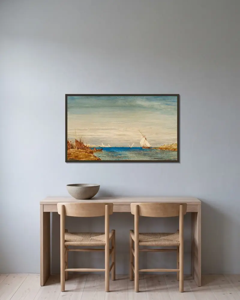 Pêcheurs von Félix Ziem gerahmt an einer Wand
