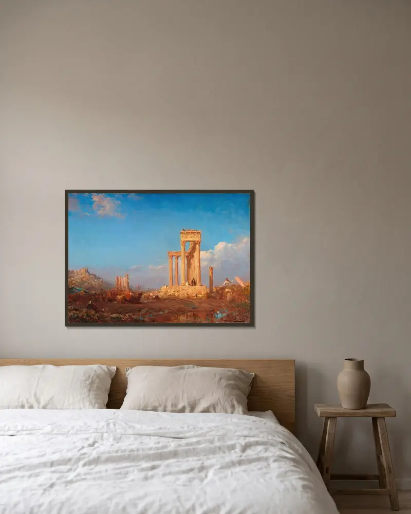 Ruinerna i Palmyra av Félix Ziem inramad på en vägg