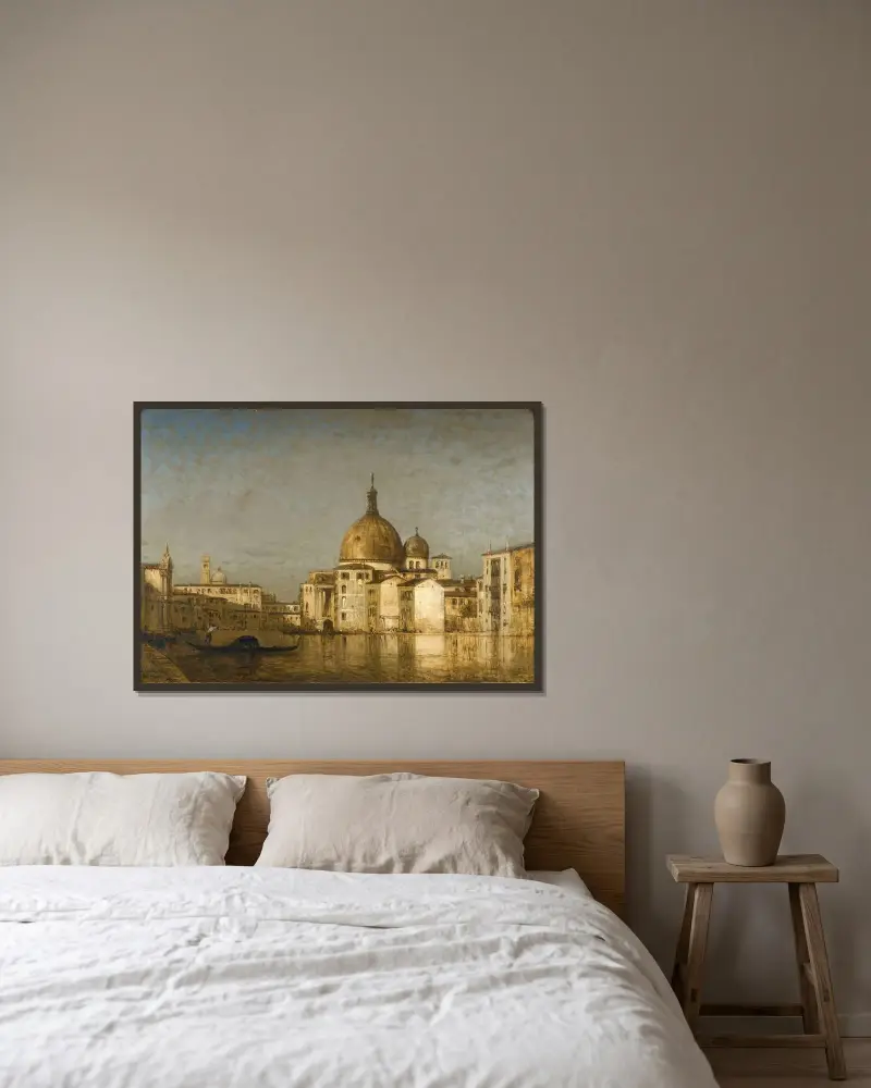 San Simeone Piccolo bortom Canal Grande, Venedig av Félix Ziem inramad på en vägg