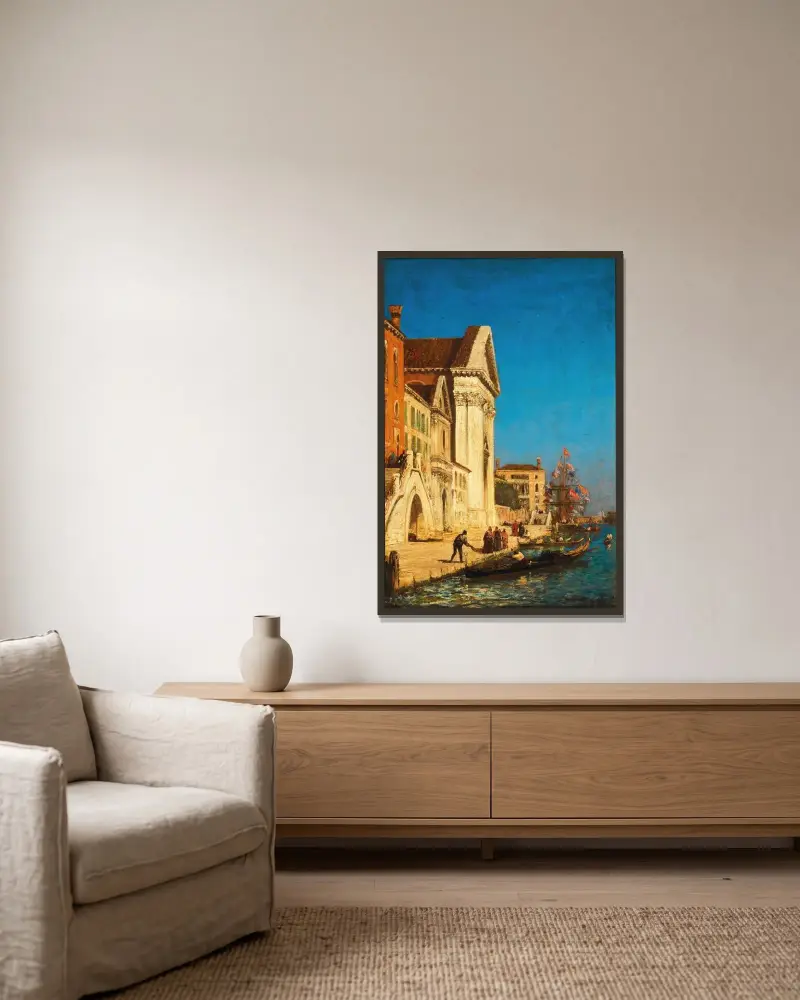 Venedig, Canale della Giudecca bei Santa Maria del Rosario von Félix Ziem gerahmt an einer Wand