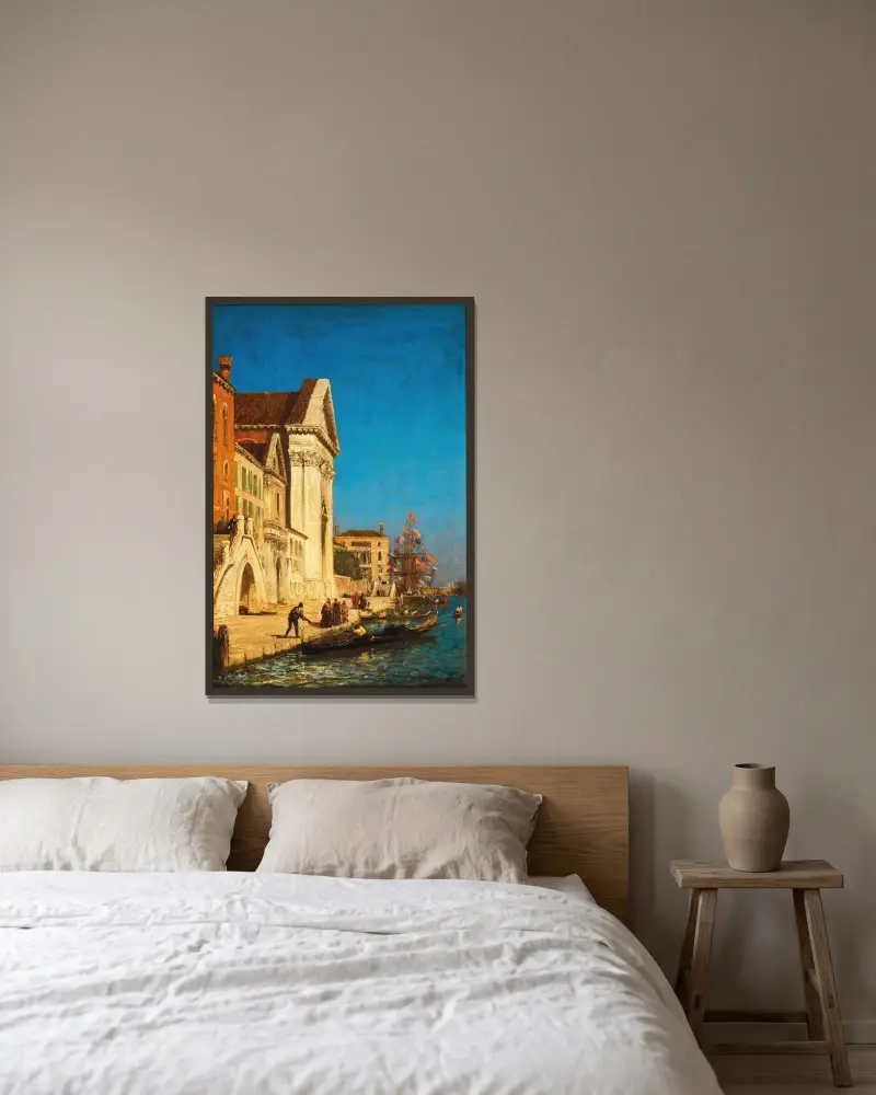 Venedig, Canale della Giudecca bei Santa Maria del Rosario von Félix Ziem gerahmt an einer Wand