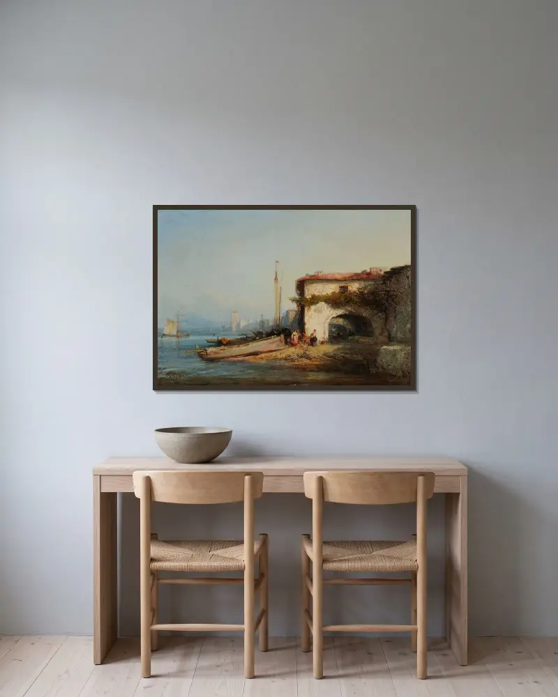 Vue d’Italie av Félix Ziem inramad på en vägg