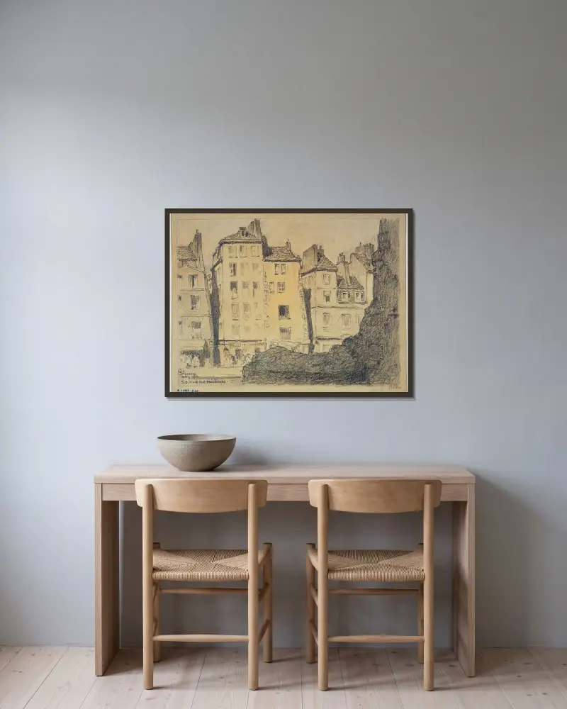 5, 9, 11, 13 rue Beaubourg av Ferdinand Boberg inramad på en vägg