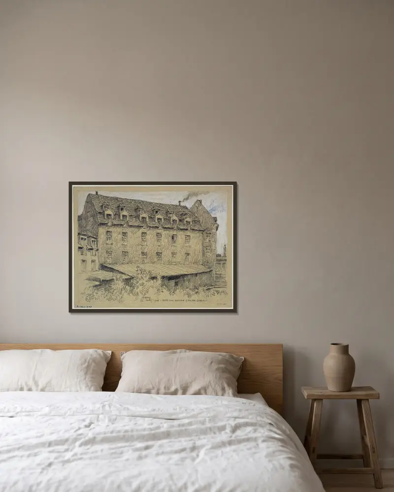 Bakgård bakom 19 rue des Gobelins av Ferdinand Boberg inramad på en vägg