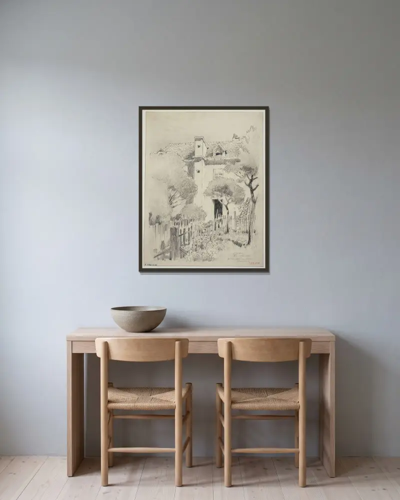Cour d’une maison 12 rue Cortot av Ferdinand Boberg inramad på en vägg