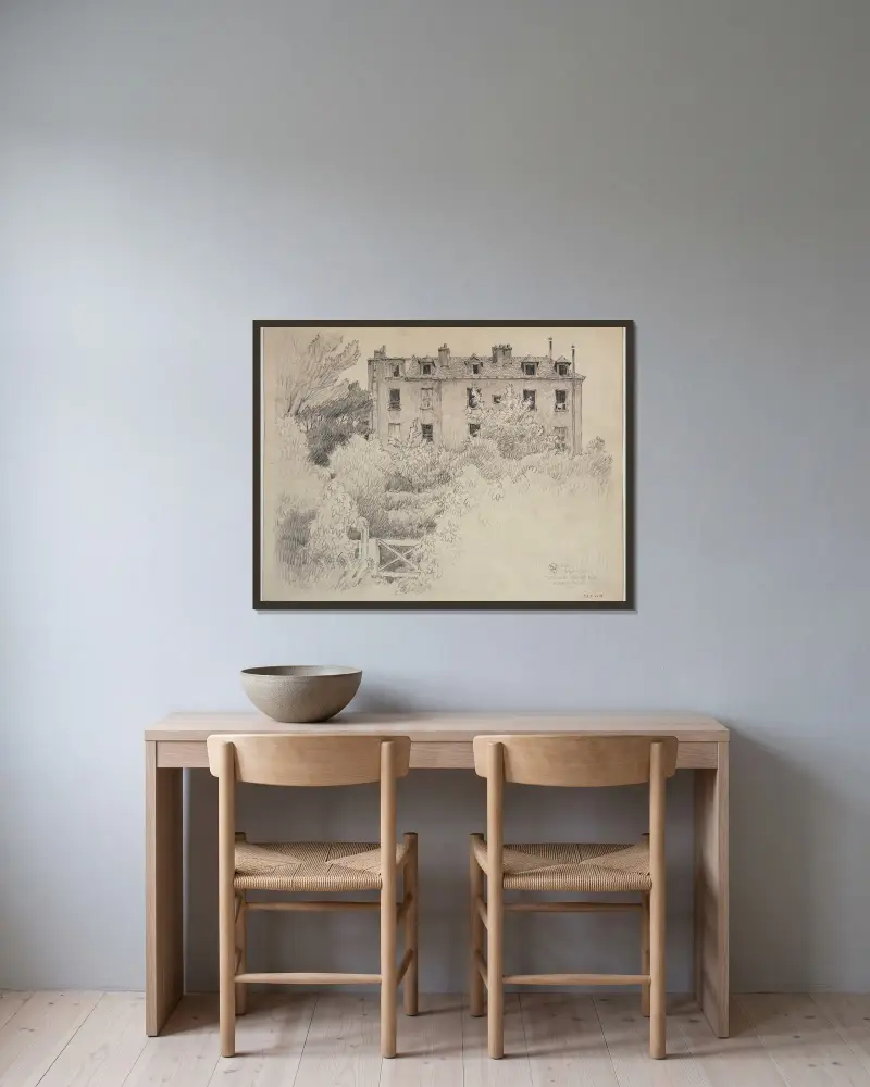 Jardin et maison rue Cortot, 12, 14 av Ferdinand Boberg inramad på en vägg