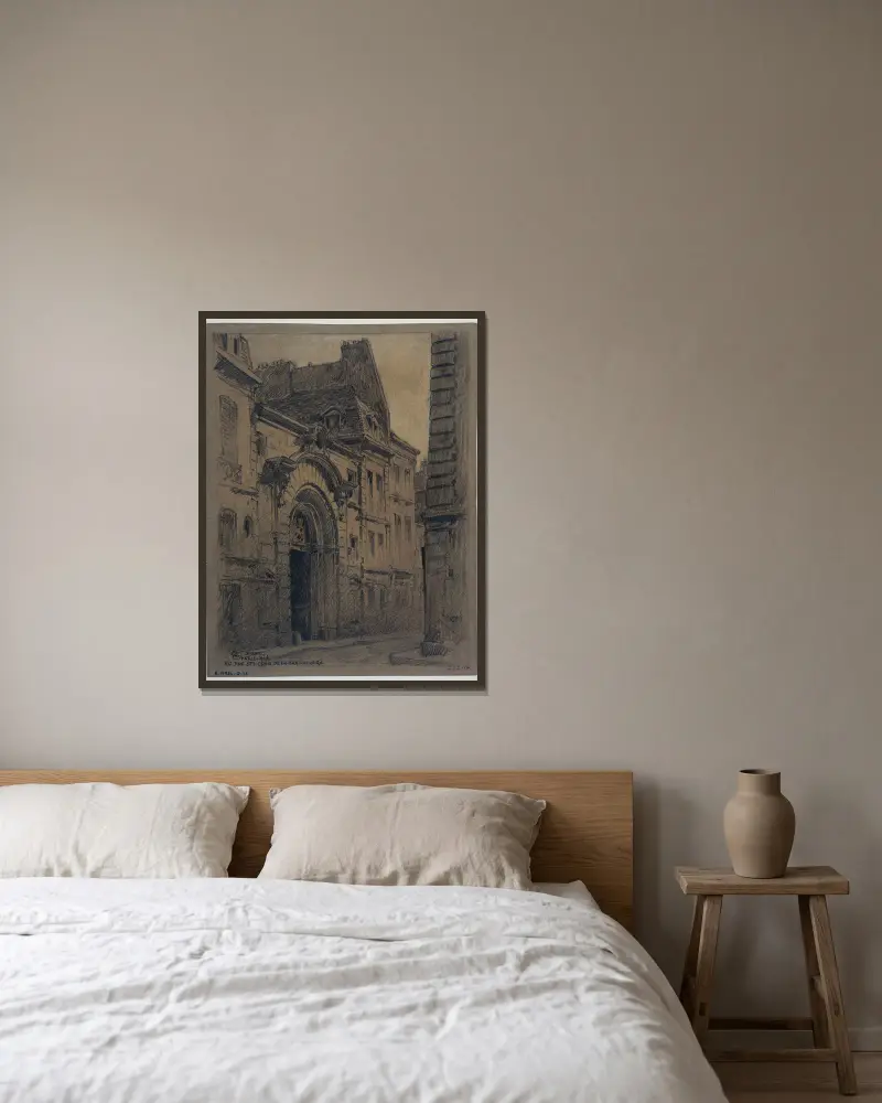 Huset nr 20 rue Sainte-Croix de la Bretonnerie av Ferdinand Boberg inramad på en vägg