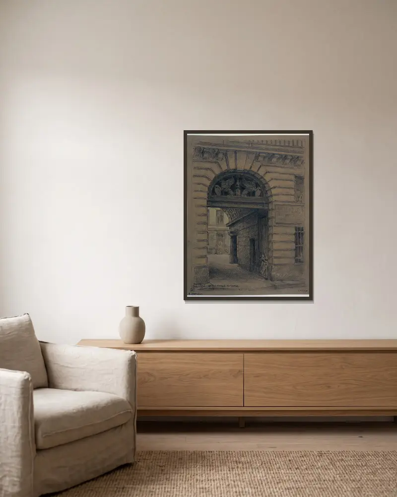 Huset nr 24 på rue Vieille-du-Temple av Ferdinand Boberg inramad på en vägg
