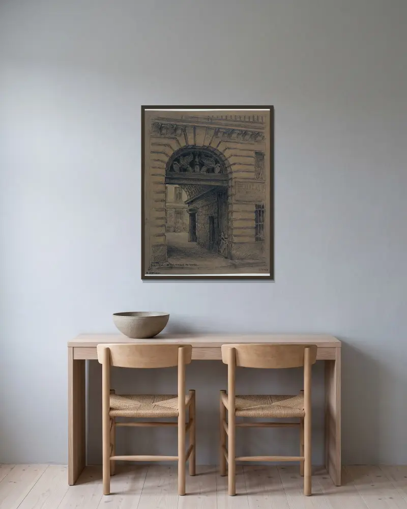 Huset nr 24 på rue Vieille-du-Temple av Ferdinand Boberg inramad på en vägg