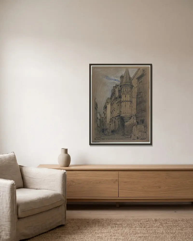 La maison nº54 rue Vieille-du-Temple av Ferdinand Boberg inramad på en vägg