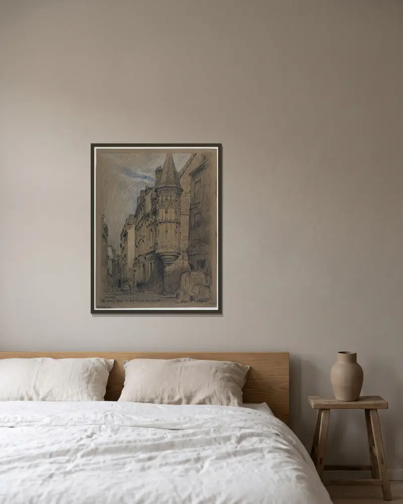 La maison nº54 rue Vieille-du-Temple av Ferdinand Boberg inramad på en vägg