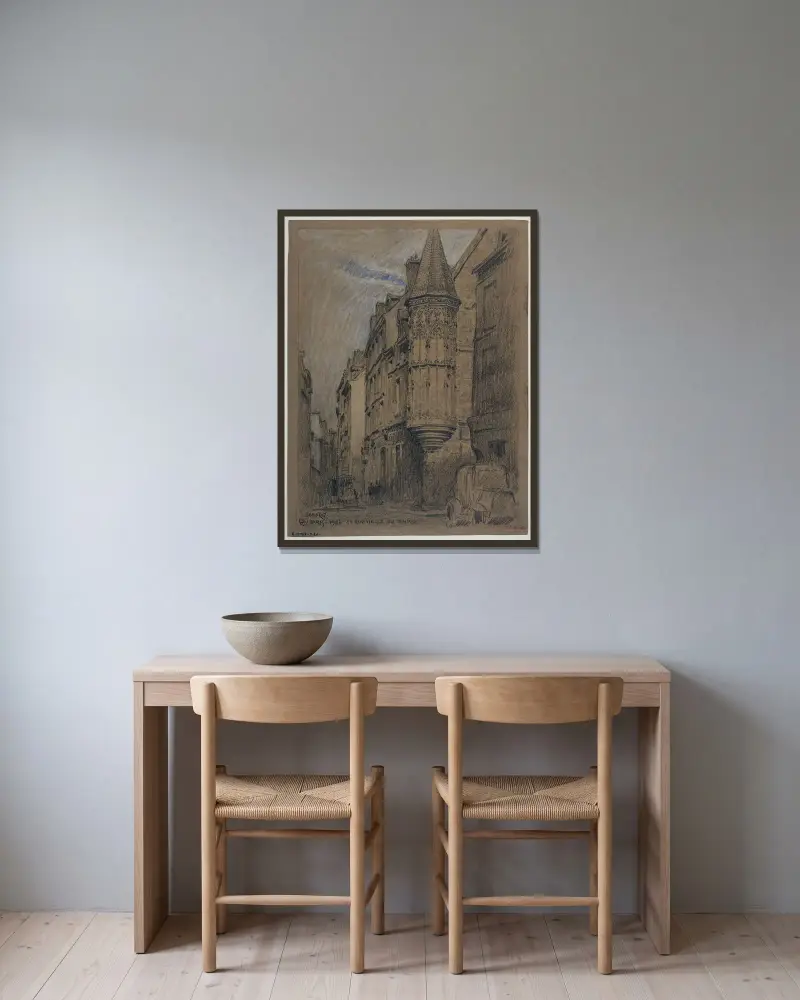 La maison nº54 rue Vieille-du-Temple av Ferdinand Boberg inramad på en vägg