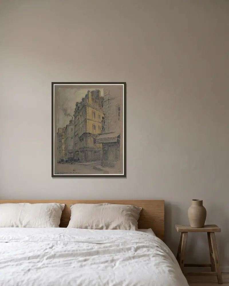 Rue Poissonnière och Rue de Cléry av Ferdinand Boberg inramad på en vägg
