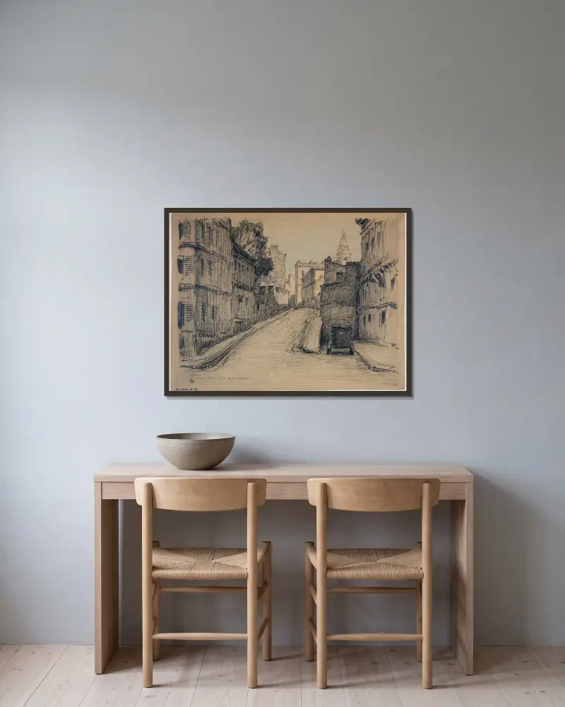 Die Rue Saint-Vincent von Ferdinand Boberg gerahmt an einer Wand
