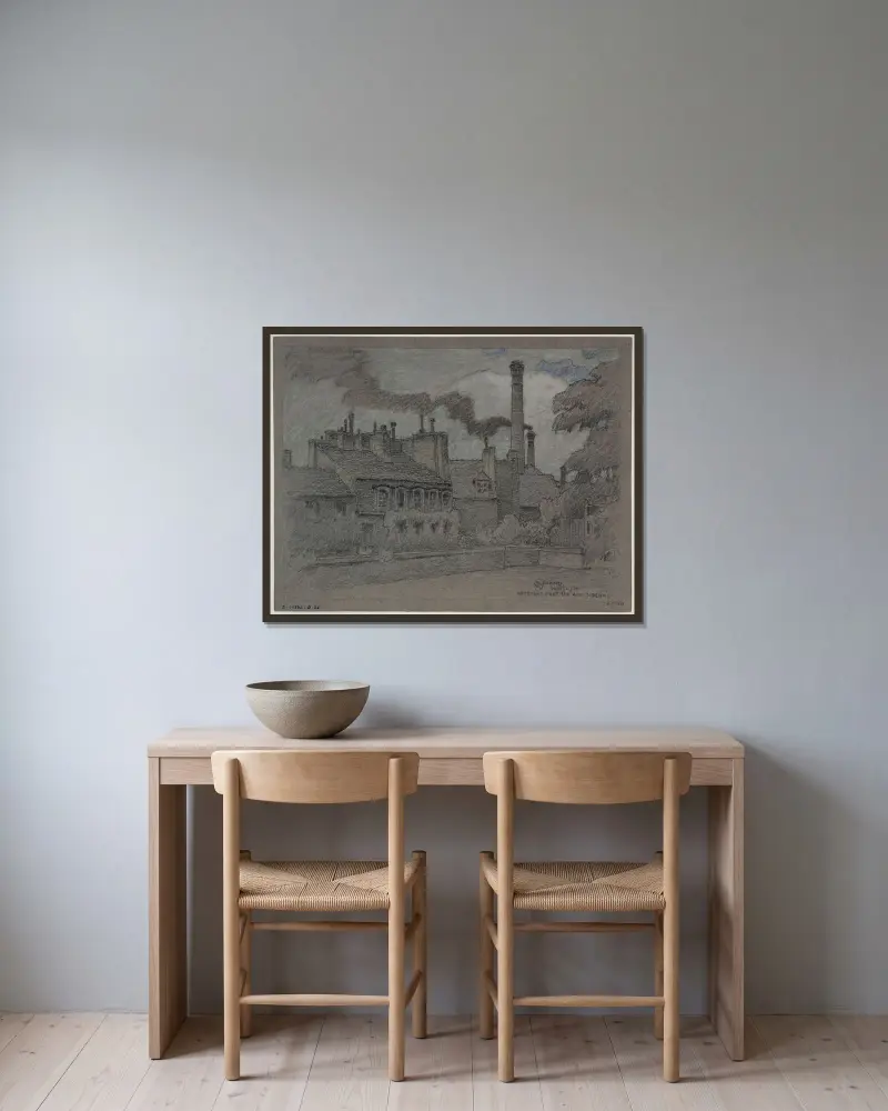 Konstnärsbostad på Gobelins av Ferdinand Boberg inramad på en vägg