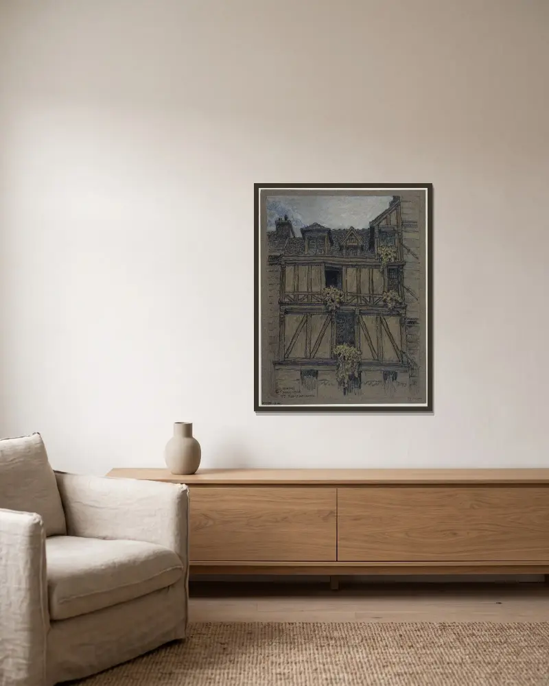 Maison, 117 rue Saint Antoine av Ferdinand Boberg inramad på en vägg