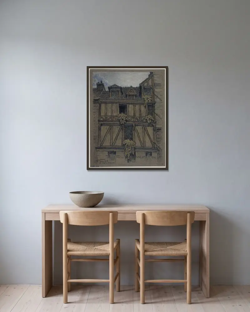 Maison, 117 rue Saint Antoine av Ferdinand Boberg inramad på en vägg