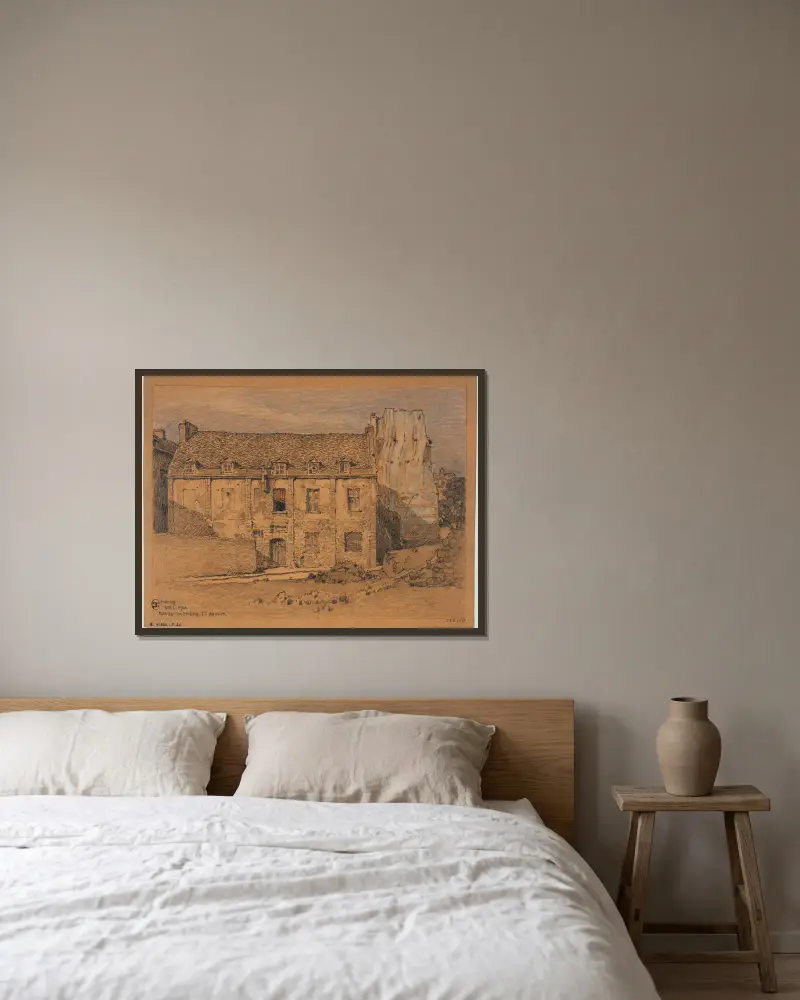 Maison, rue du Cimetière Saint Benoit av Ferdinand Boberg inramad på en vägg