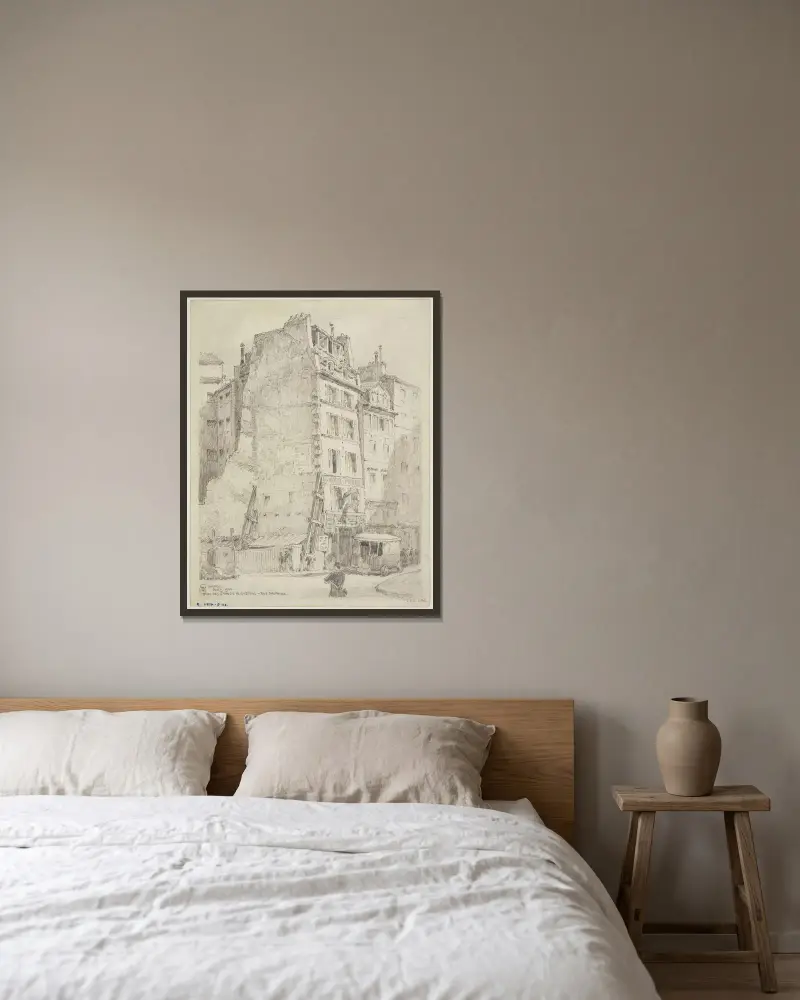 Quai des Grands Augustins et la rue Dauphine av Ferdinand Boberg inramad på en vägg