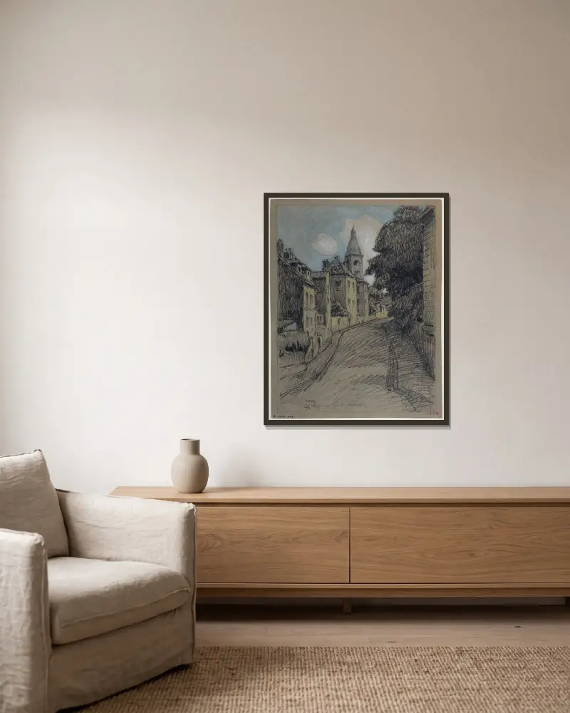 Rue de l’Abreuvoir av Ferdinand Boberg inramad på en vägg
