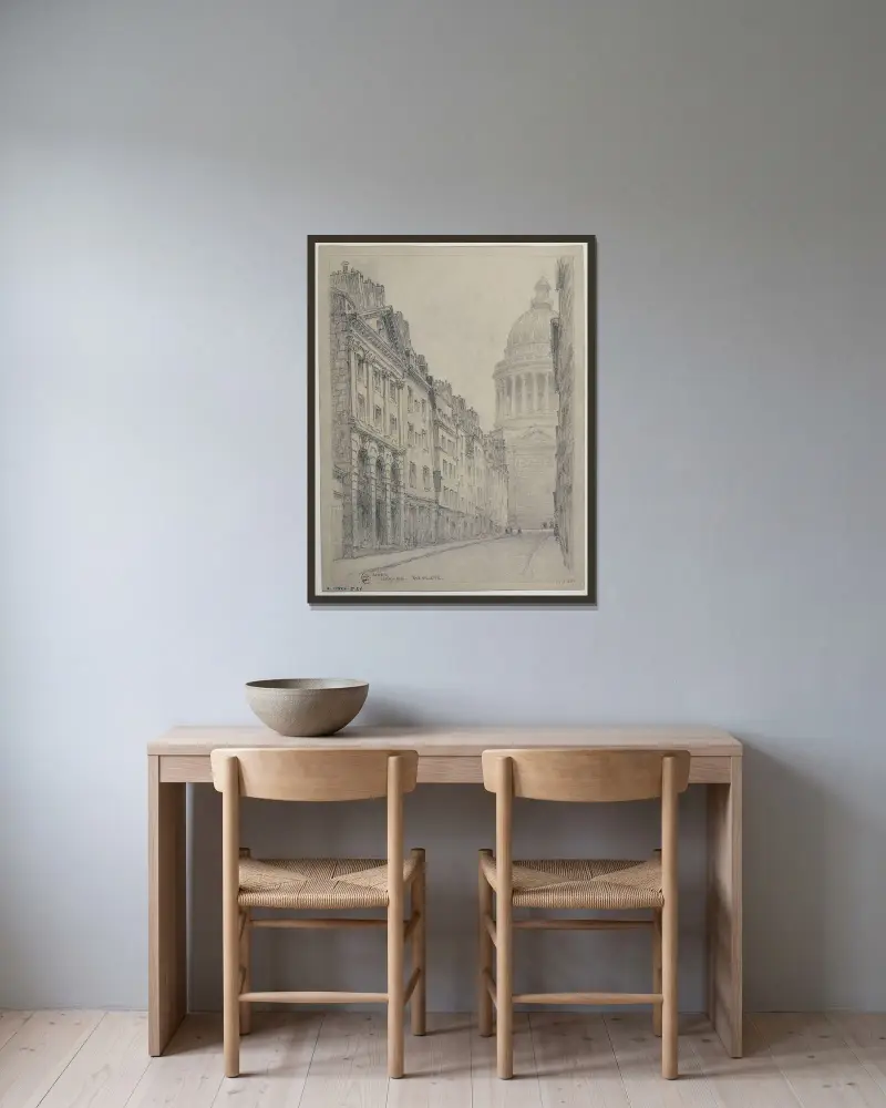 Rue Valette och Panthéon av Ferdinand Boberg inramad på en vägg