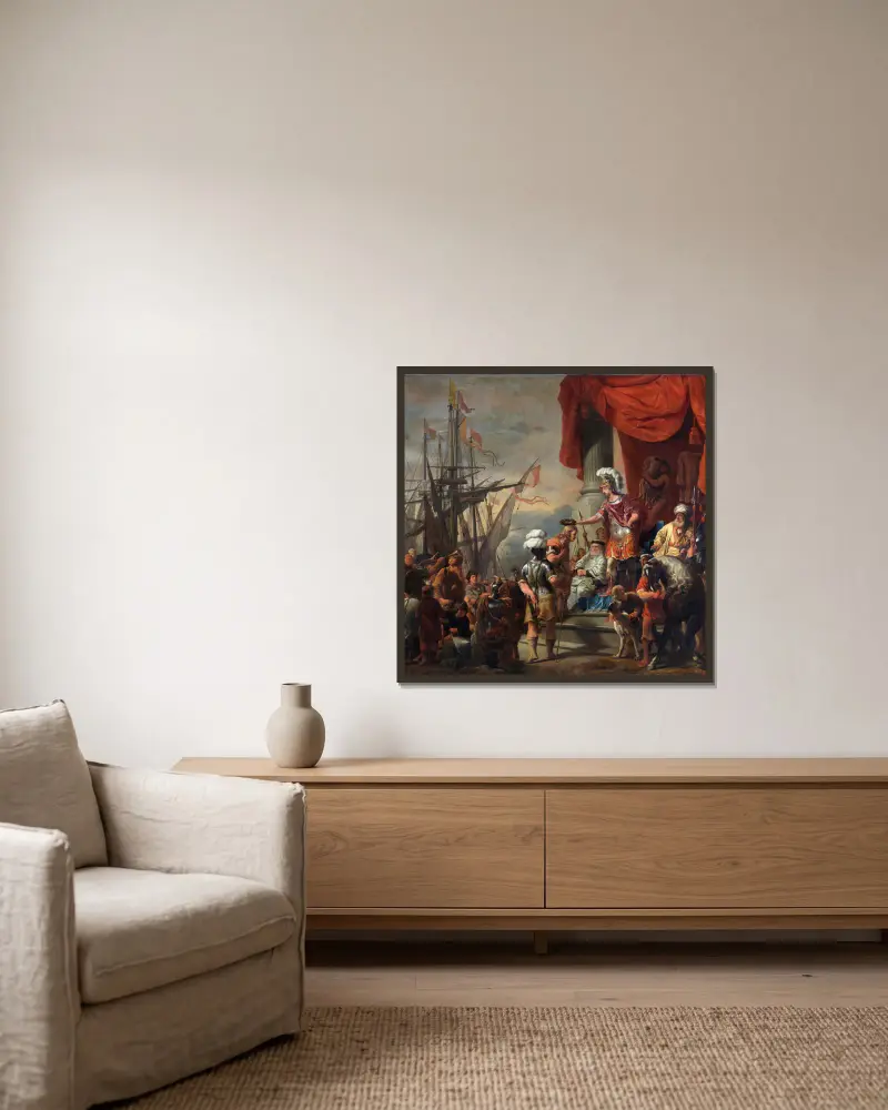 Aeneas At The Court of Latinus av Ferdinand Bol inramad på en vägg