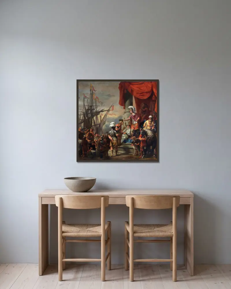 Aeneas At The Court of Latinus av Ferdinand Bol inramad på en vägg