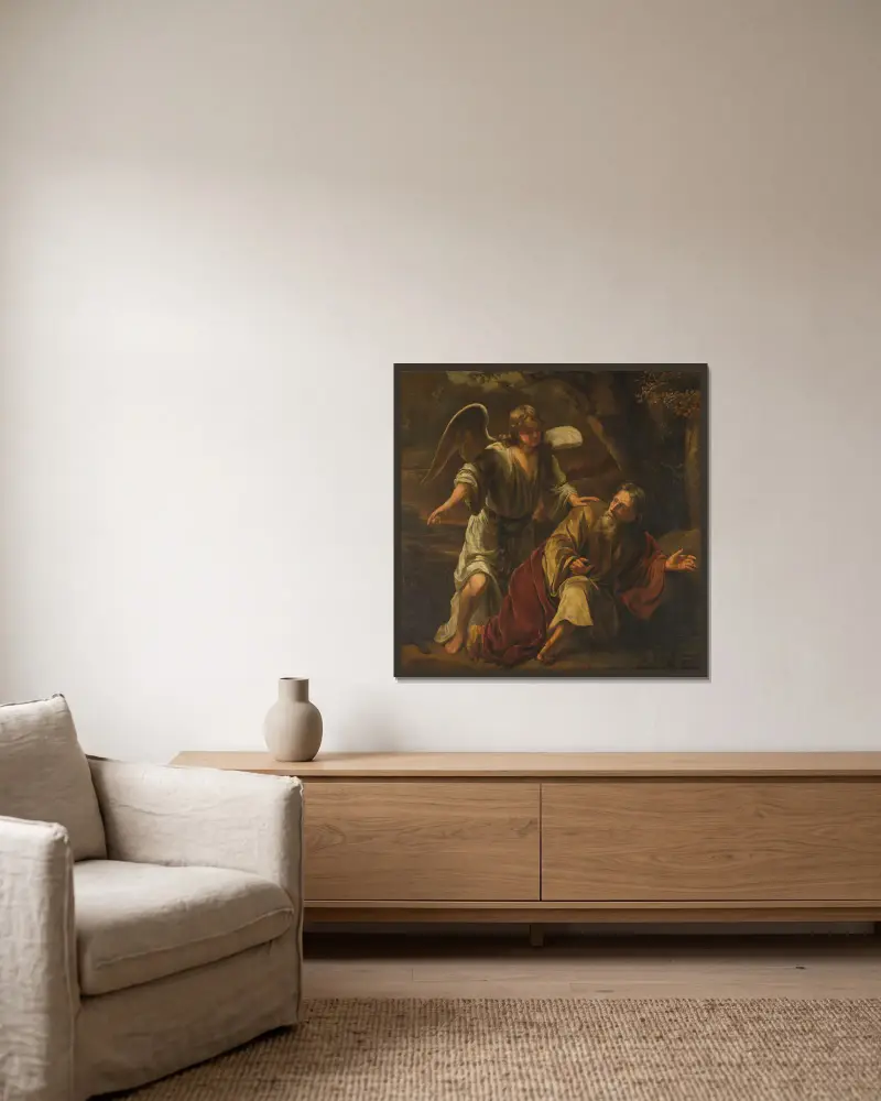 Biblická scéna, Ferdinand Bol v rámu na stěně
