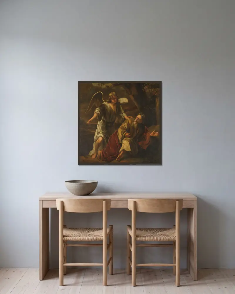 Biblická scéna, Ferdinand Bol v rámu na stěně