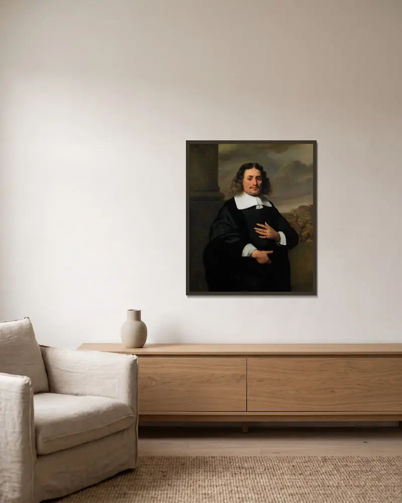 Quirinus Stercke av Ferdinand Bol inramad på en vägg