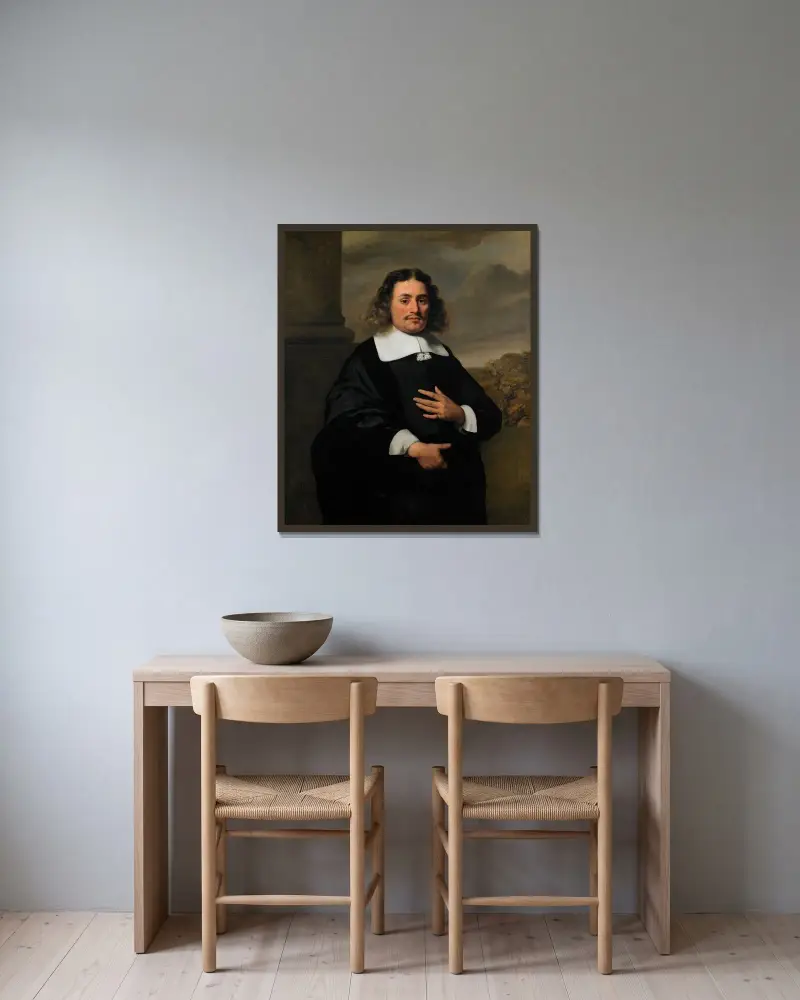 Quirinus Stercke av Ferdinand Bol inramad på en vägg