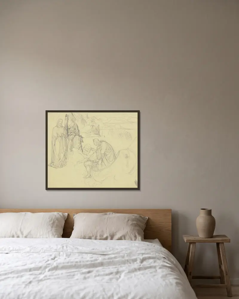 Kristus vandrar på havet av Ferdinand Fellner inramad på en vägg